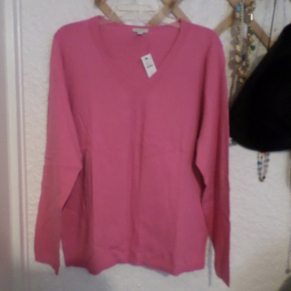 Talbots Modern V Neck Lightweight Cotton Sweater Sz XL